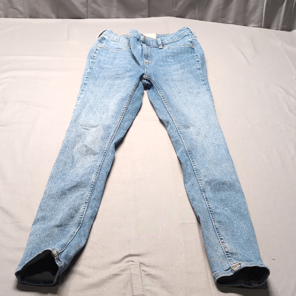 Free People Womens Blue Skinny Jeans Light Wash Stretch